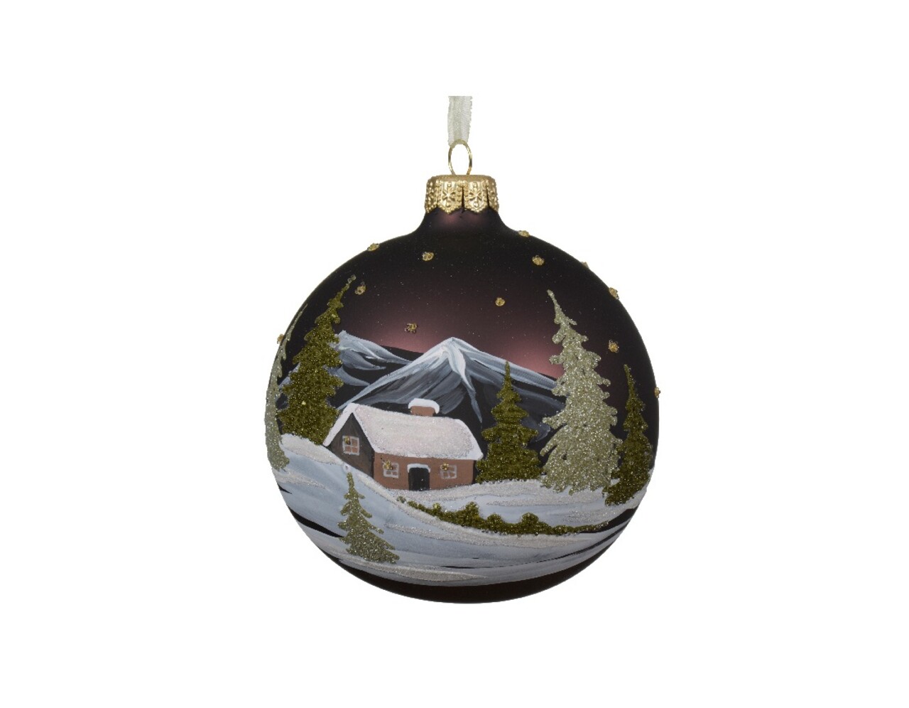 Glob Matt Snow Landscape V1, Decoris, 10 cm, sticla, multicolor - imagine 3